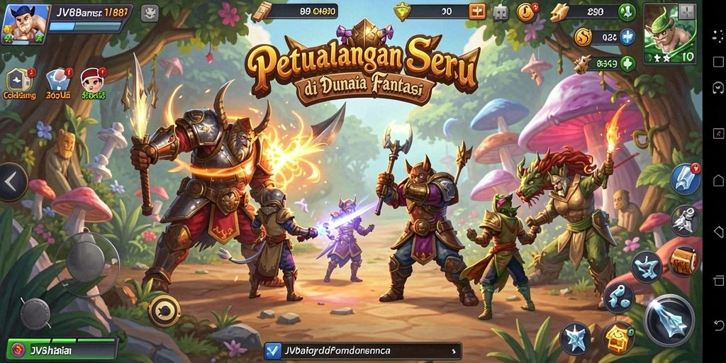Screenshot gameplay JV88 yang menunjukkan aksi petualangan seru.