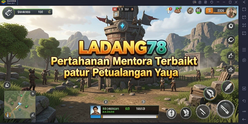 Tampilan gameplay <strong>LADANG78</strong> dengan menara yang siap bertahan dari serangan musuh.