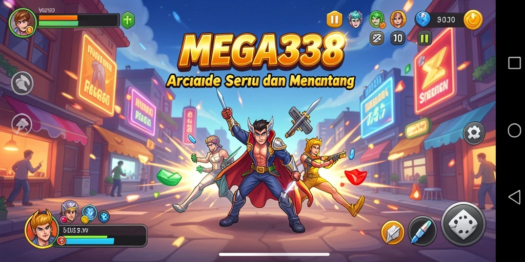 Screenshot utama MEGA338 menampilkan gameplay Arcade yang seru dan mengasyikkan.
