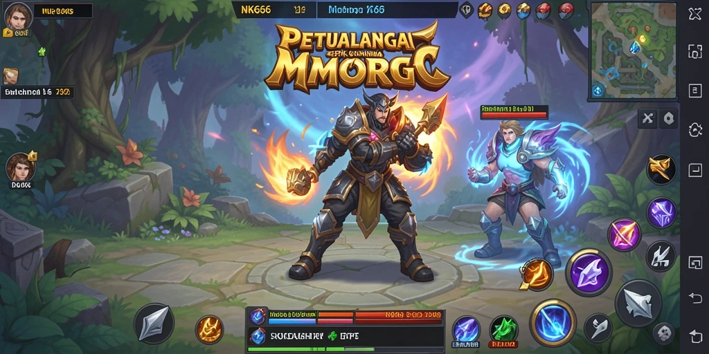 Tampilan gameplay NK666 yang memukau dengan pertarungan epik di dunia fantasi.