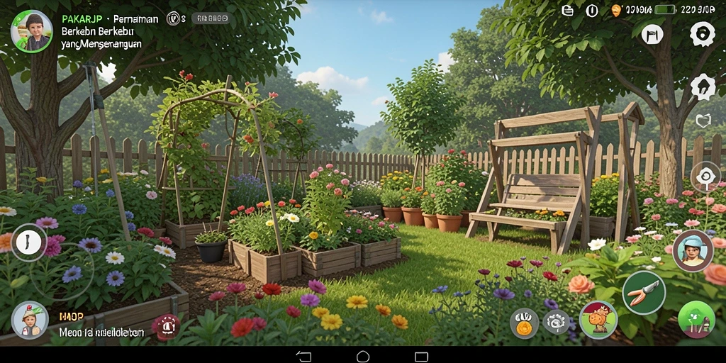 Tampilan menarik dari gameplay berkebun PAKARJP yang interaktif.