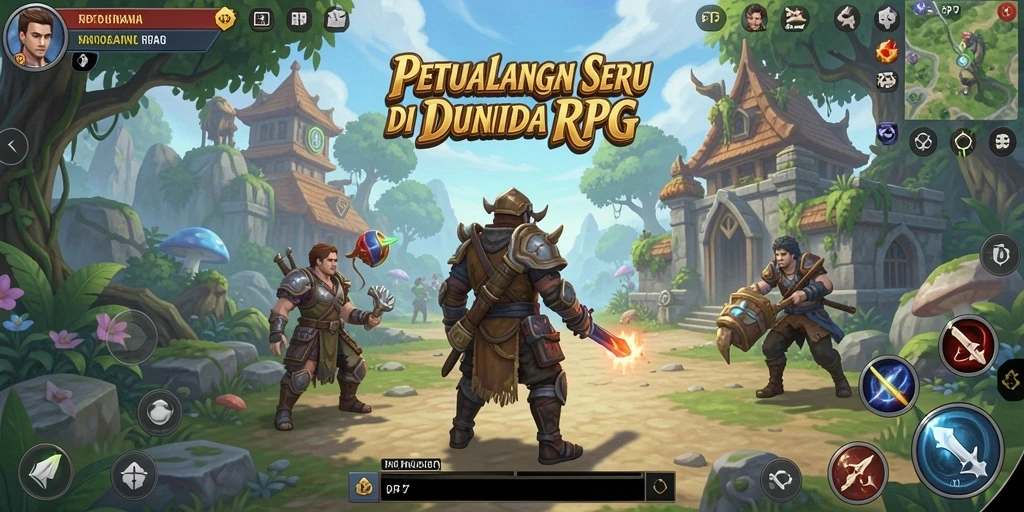 Tangkapan layar utama PP7 menampilkan pertarungan epik dalam dunia RPG yang mengesankan.