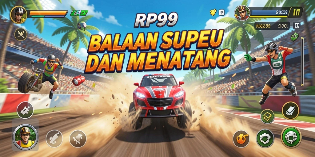 Screenshot RP99 menampilkan balapan intens dengan grafis memukau.