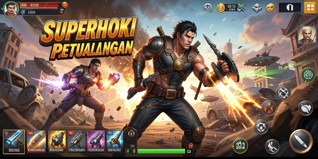 Tampilan gameplay SUPERHOKI yang menegangkan dan penuh aksi.