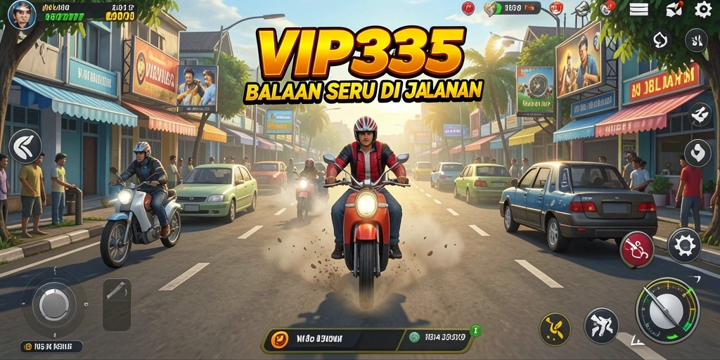 Gameplay seru VIP333 dengan mobil balap dan trek menantang.