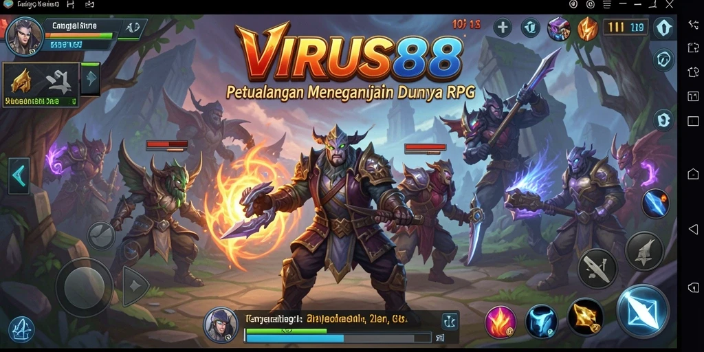 Tangkapan layar gameplay <strong>VIRUS88</strong> menampilkan petualangan seru dalam RPG yang menantang.